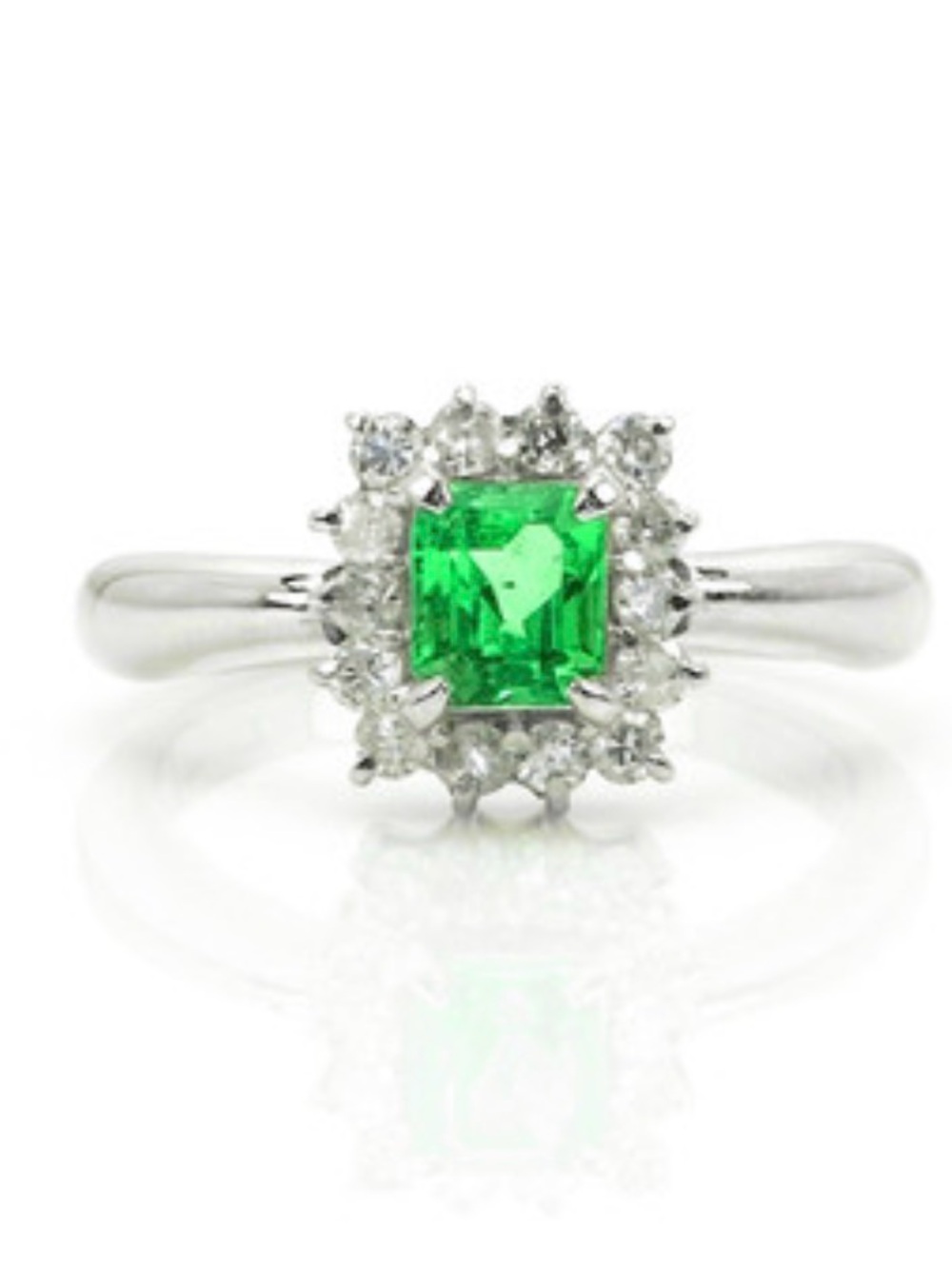 Colombian Emerald and Natural Diamond Pave Ring, Platinum 950 gia certificate